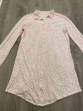 The Cat’s Pajamas Women Nightgown S Pink White Confetti Dot Button up